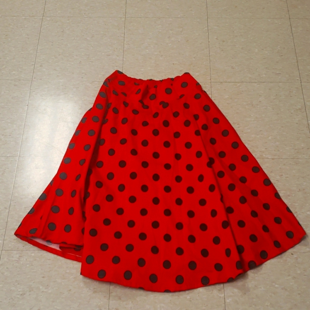 Red with Black Polka Dots Skirt